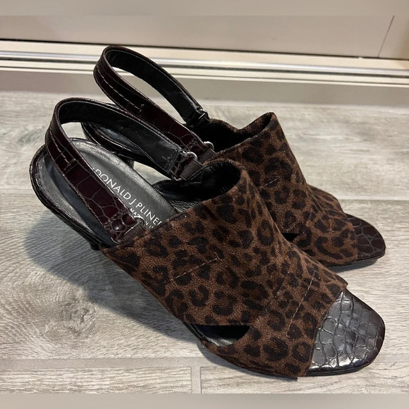 Donald J Pliner brown sling back heels, brown animal print, size 9 N - Picture 2 of 10